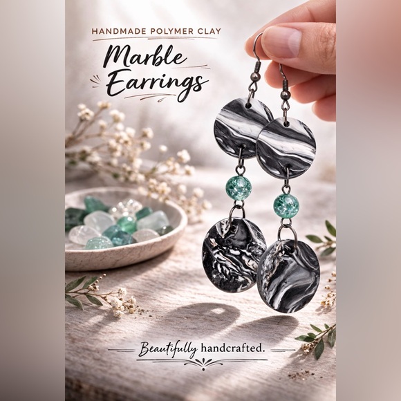 Handmade Jewelry - Handmade Polymer Clay Dangle Earrings
